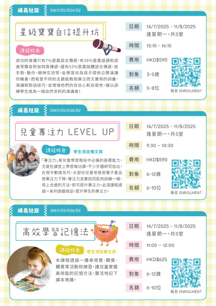 星級寶寶演講與自信提升坊 (2025 Jul-Aug)